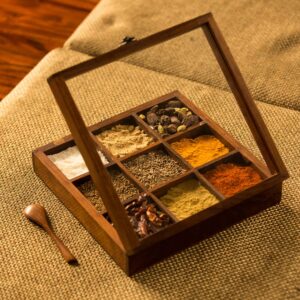 Handcrafted Seesham wooden spice box